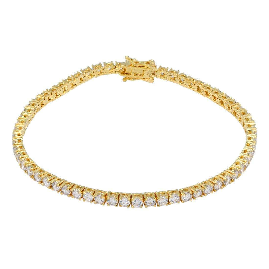 King Ice 3mm Tennis Bracelet - Gold - GOLD